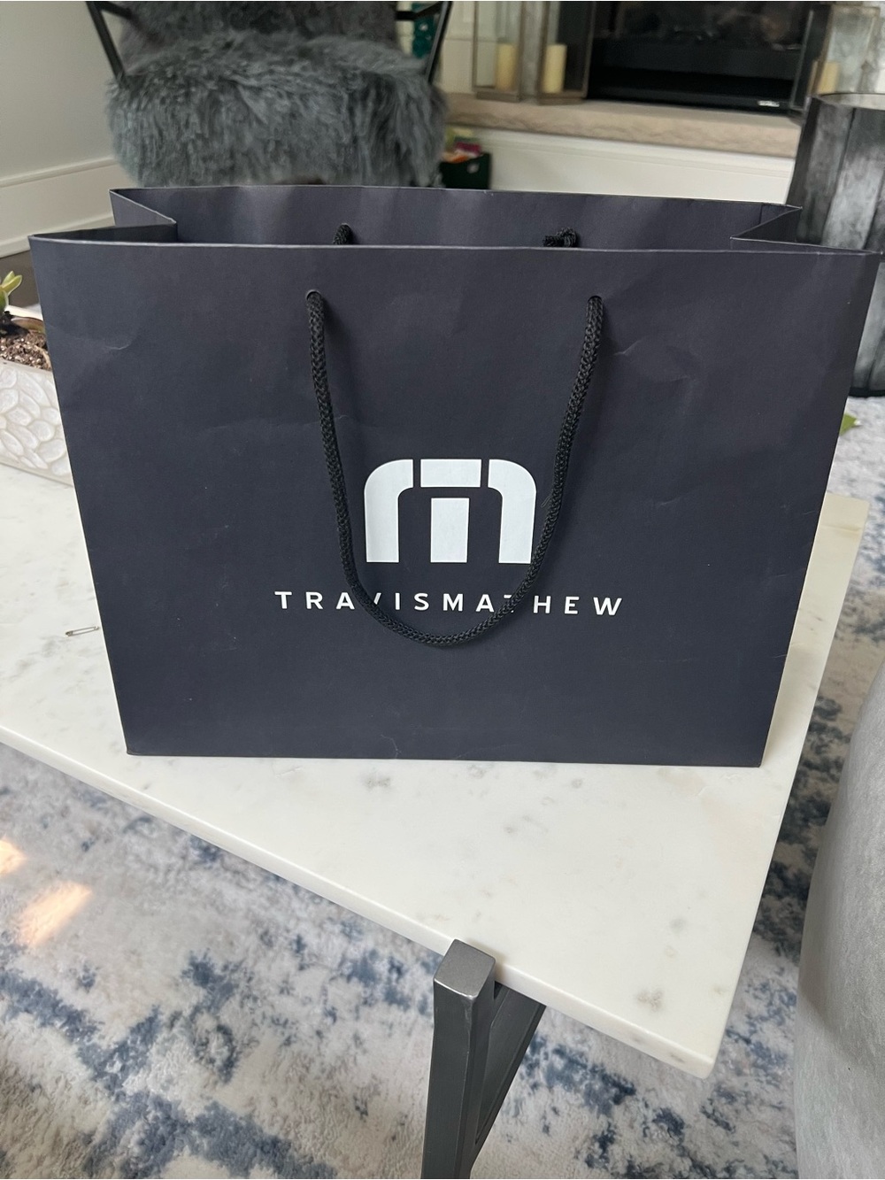 Travis Mathew black Logo Tote with Rope Handles